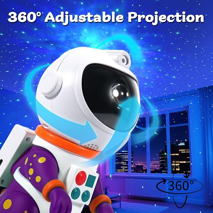 LOVME Galaxy Star Projection Night Light, Dinosaur Astronaut Space Projector with 8 Modes Starry Nebula Effects, Timer & Remote Control, Bedroom Ceiling Decor for Kids, Christmas Birthday Gift(Purple)