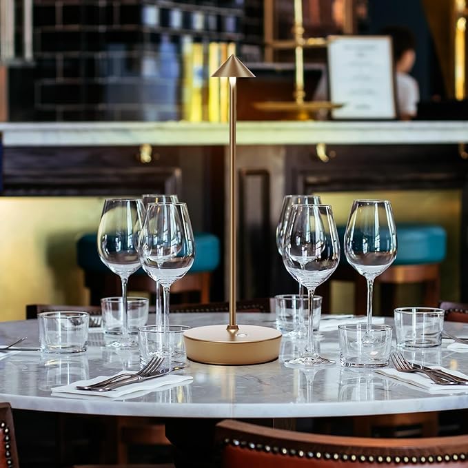 Cordless Battery Powered Table Lamp, Rechargeable LED Dimmable Brightness Metal 6000mAh Touch Desk Lamp Portable Modern Design for Restaurant Patio Indoor & Outdoor (Titanium 2 Pack)