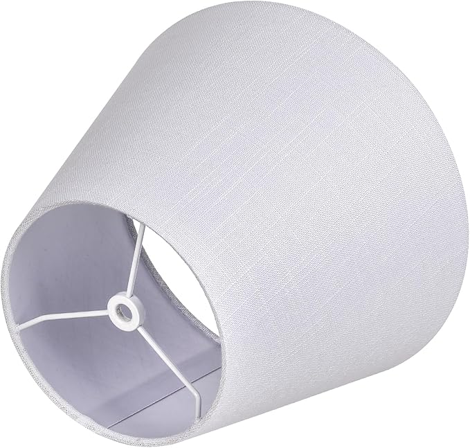 White Lamp Shade, ALUCSET Barrel TC Cloth Small Lampshade for Table Lamp and Floor Light, 6x10x7.5", Natural Linen Hand Crafted, Spider