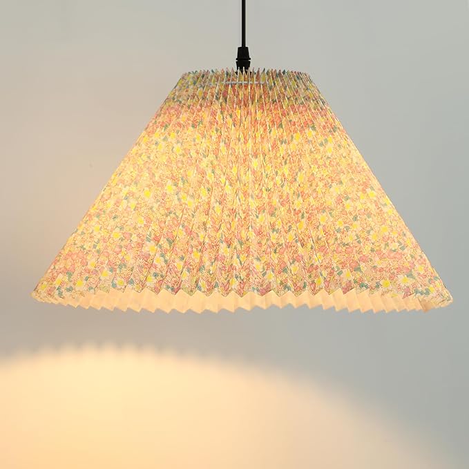 Pleated Lamp Shade for Arc/Arched Table Lamp/Floor Lamps Replacement spider lampshade-Pink Flowers 5.9"Top X 16.5"Bottom X 11"High- Pink Flowers