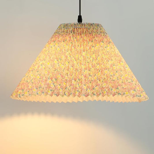 Pleated Lamp Shade for Arc/Arched Table Lamp/Floor Lamps Replacement spider lampshade-Pink Flowers 5.9"Top X 16.5"Bottom X 11"High- Pink Flowers