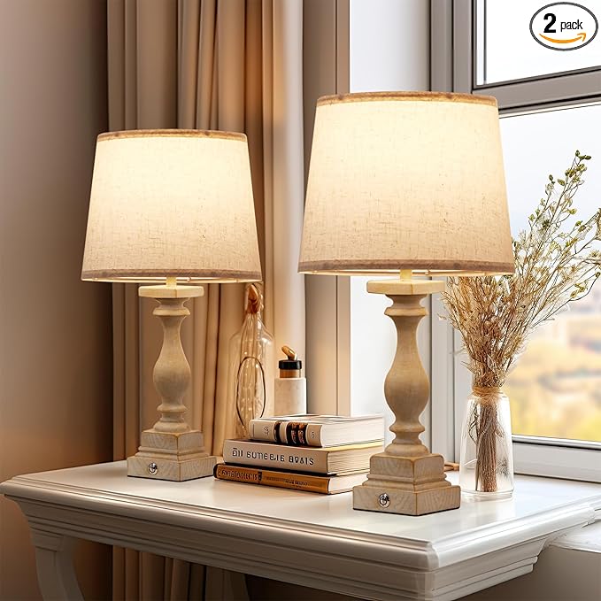 Touch Lamps for Bedroom Set of 2,Bed-Side Table Lamps with 2 USB Ports, Bedroom Lamps with 3-Way Dimmable,23" Tall Table Lamps for Living Room/Night-Stand, Bonus 2 Bulbs