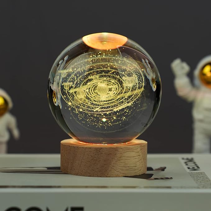 Large 3D Solar System Crystal Ball, Crystal Lamp 16 Color Changing Night Light with Remote Control for Bedroom Decor, Ideal Birthday Gift for Teens Boys and Girls, Solar System Model