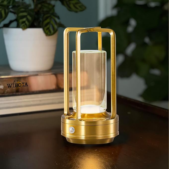 Portable LED Cordless Crystal Table Lamp - 4000mAh Large Capacity Rechargeable Outdoor Table Lamp, Outdoor Table Lights for Patio, Rechargeable Outdoor Lantern, Outside Lamp for Table Lighting