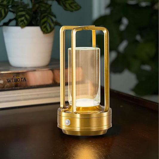 Portable LED Cordless Crystal Table Lamp - 4000mAh Large Capacity Rechargeable Outdoor Table Lamp, Outdoor Table Lights for Patio, Rechargeable Outdoor Lantern, Outside Lamp for Table Lighting