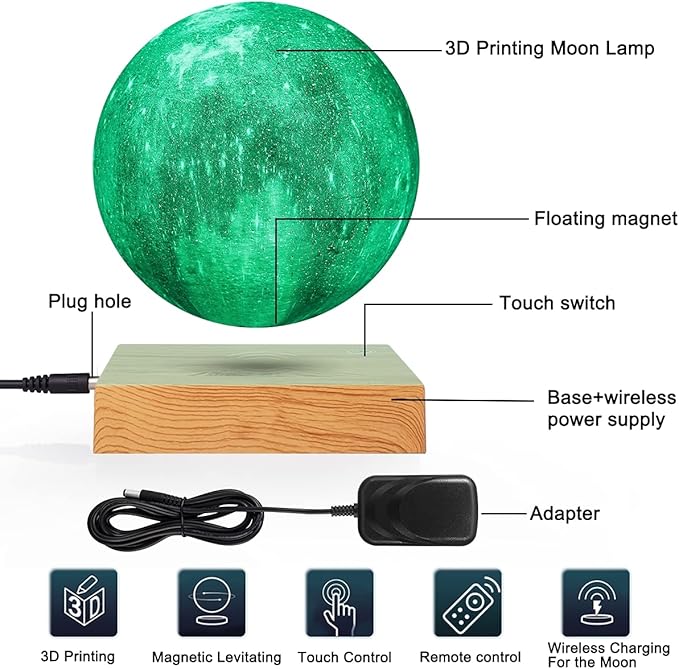 Galaxy Levitating Globe Moon Lamp-16 Colors 3D Printed Levitation Moon Light