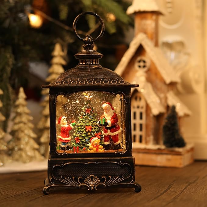 Christmas Snow Globe with Santa Claus, Glittering Lighted Battery Powered, Snow Globe Christmas Decorations Indoor for Home Decor Gift - Santa Claus