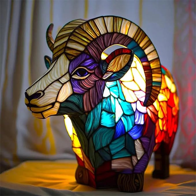 Vintage Animal Night Light Home Decor, Bohemian Resin Decorative Table Lamp, Retro Stained Bedside Nightlight for Bedroom Decoration, Party Decor, Birthday Gift for Animal Lovers, Friends 5.91in