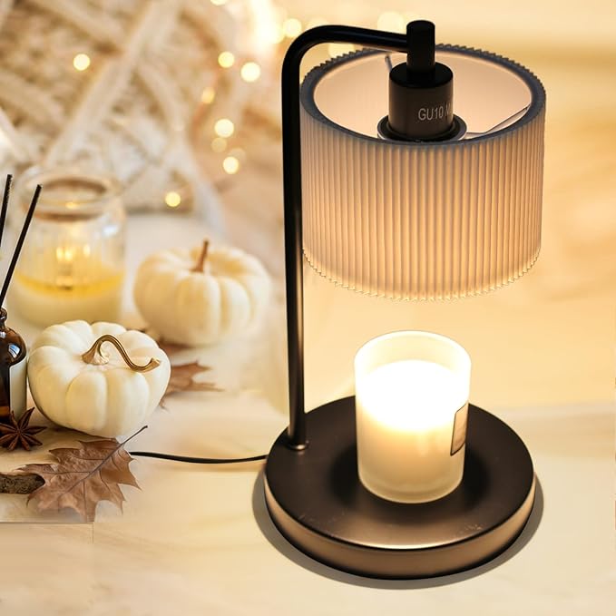 Candle Warmer Lamp with Timer, Dimmable Candle Wax Warmer Electric Candle Lamp for Scented Candles with Bulbs, Christmas Gifts House Warming Gifts Home Decor (Black)