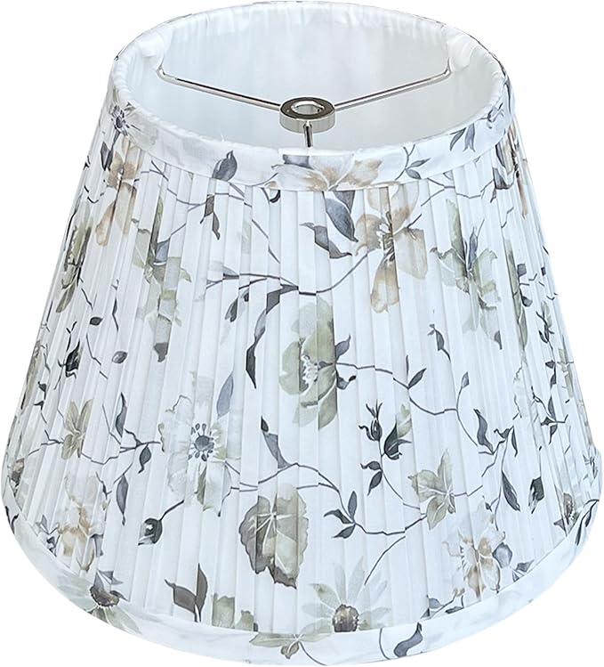 TOOTO STAR Floral Print Small Lampshade, 6x10x7.5inch Pleated lamp shade for table & bedside lamps, Floor Lamps and Pendant Lamps (Spider Fitter), Handmade of Lampshade