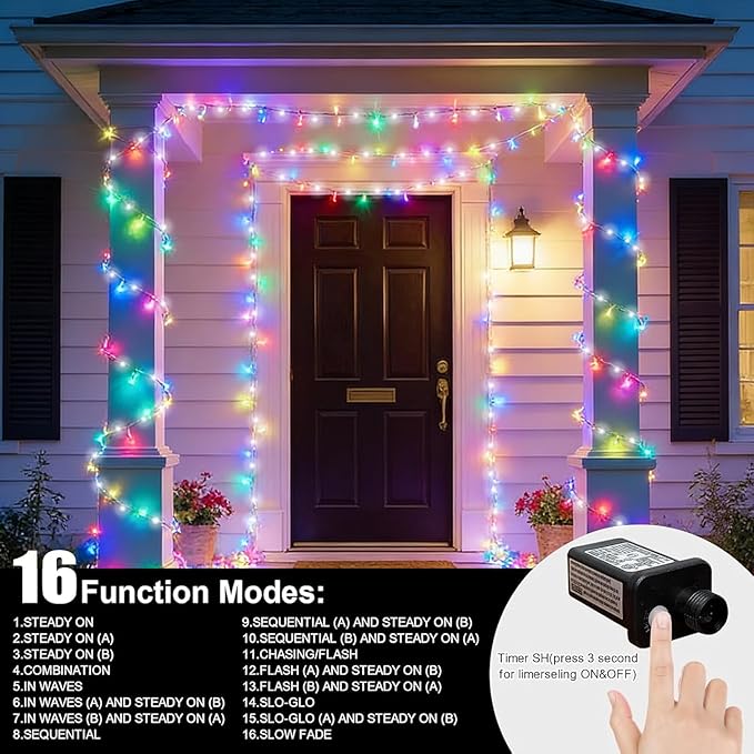 LAMPHOME 66ft 200 LED Easter String Lights Plug in, Multicolor Pastel 16 Modes Twinkle Fairy Lights,Waterproof Outdoor String Lights for Easter Tree Indoor Outdoor Spring Decorations