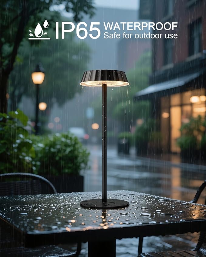 EppieBasic 2 Sets Portable Table Lamps, 5000mAh Battery Operated Cordless Lamp, Shower Light with IP65 Waterproof, 3-Color Stepless Dimmable Light for Bedroom Bathroom Kitchen Outdoor Camping