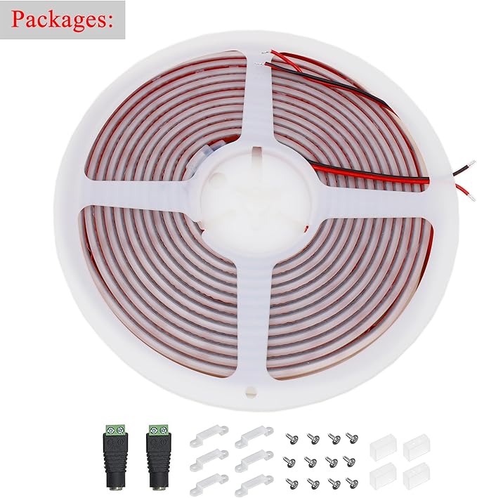 COB LED Strip Lights Red 480LEDs/m DC12V 16.4ft/5m Silicone Tube Waterproof IP67 Flexible LED Rope Lights for Outdoor Christmas Party Backlight DIY Decor