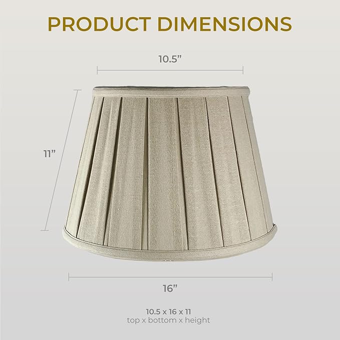 Royal Designs, Inc. Empire English Pleat Lamp Shade, BSO-724-16LNBG-2, 10.5 x 16 x 11, Linen Beige, Set of 2