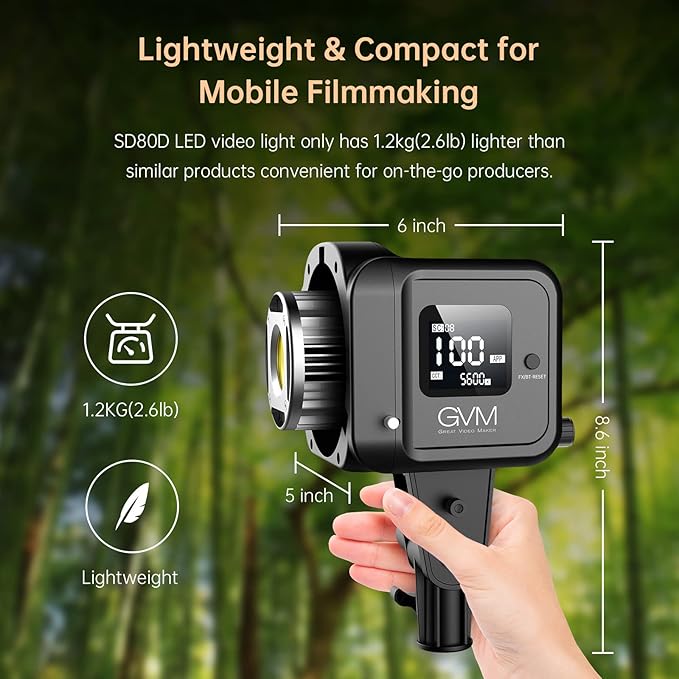 GVM Great Video Maker GVM 80W Bi-Color COB Video Light Kit, 2700K~7500K Continuous Lighting for Photography with Bowens Mount Softbox&Stand, 8 Effects Support AC Adapter & NP Battery
