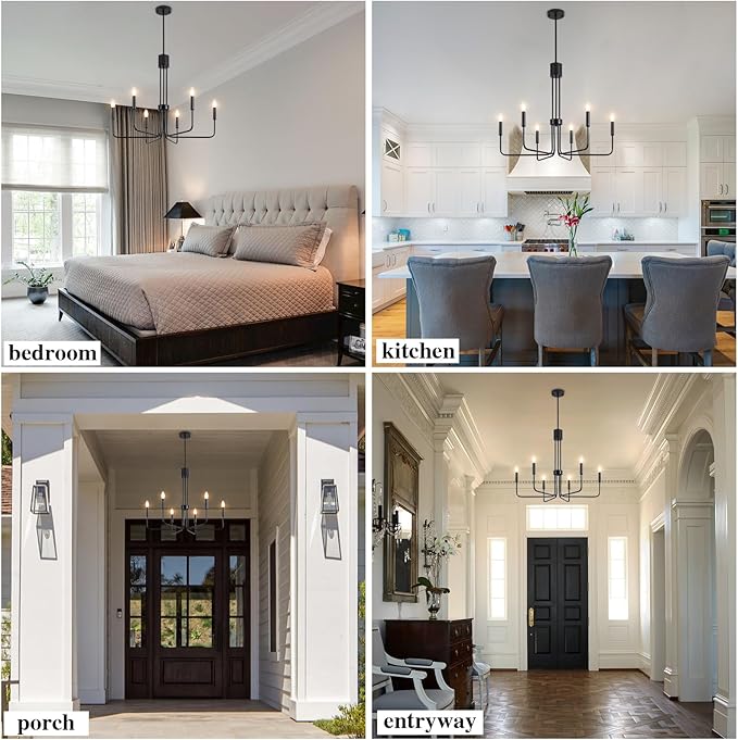 ETONIMERR 28.15'' Black Dining Room Chandelier, 6 Light Modern Farmhouse Chandelier, Rustic Industrial Hanging Light for Kitchen Island livng Room Bedroom Entryway Foyer