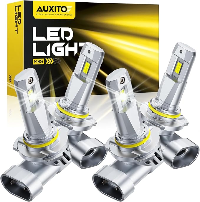 AUXITO 9005 9006 LED Bulb, 900% Brighter, 3 Min Quick Install, 20 Years Lifespan, No Flicker, 99% Compatibility, Pack of 4