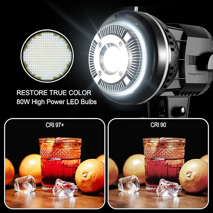 GVM 80W Video Light, Studio Lights for Photography, Softbox Lighting Kit with Bowens Mount, CRI97+ 5600K Colour Temperature , 22in Softbox, Tripod Stand, YouTube, Video, Wedding