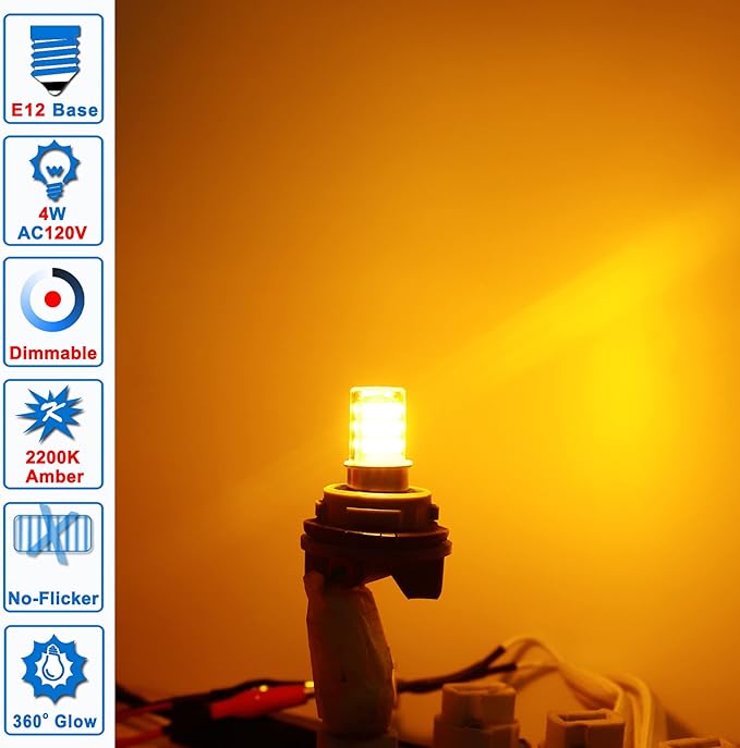 Himalayan Salt Lamp Rock Bulb Dimmable E12 led Sleep Night Light Bulb 2200K Amber Warm, Kx-2000 40W Candelabra T6 C7 4W e12 led Candle Bulbs 450lm for Therapy Mood Soothing Bedroom Nursery,6Pack