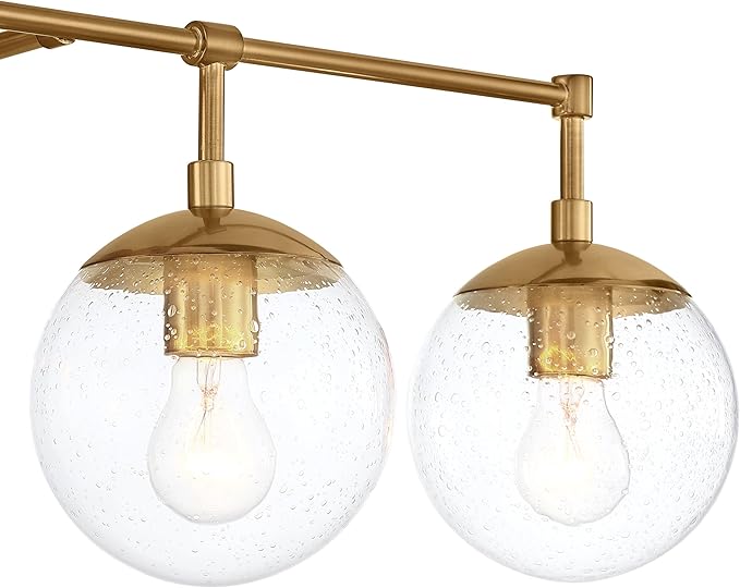 Design House Gracelyn 4-Light Dimmable Bathroom Vanity Light, Seeded Glass, Satin Gold, 31.52 in W x 8 in D x 11.45 in H, 589580