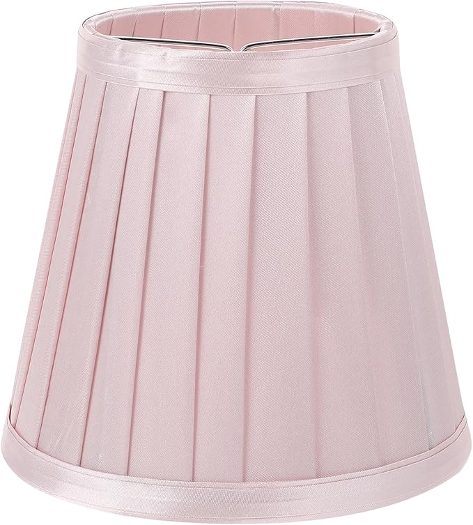 Beaupretty Clip On Lamp Shade, Small Pleated Lampshade, Pink Lamp Shade for Chandelier Table Lamp Decor