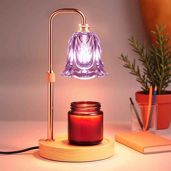 Candle Warmer Lamp with Timer and Dimmer, Electric Wax Warmers for Scented Candles with 5 Brightness Settings, Anti-Glare Lamp with Adjustable Height, Home Decor, Gift for Valentines, Birthday
