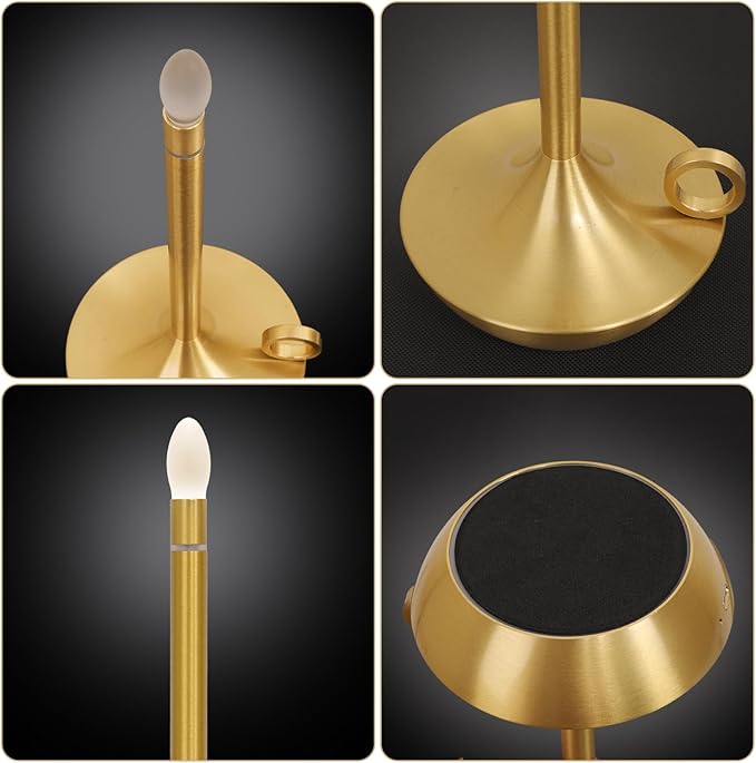 Cordless LED Table Lamp, Portables Lamps, Rechargeable Battery Table Lamps,Stepless Dimming Table Lamps for Dining Room, Bedroom, Bedside, Night Light, Balcony, Outdoor,Coffee,Bar (Gold)