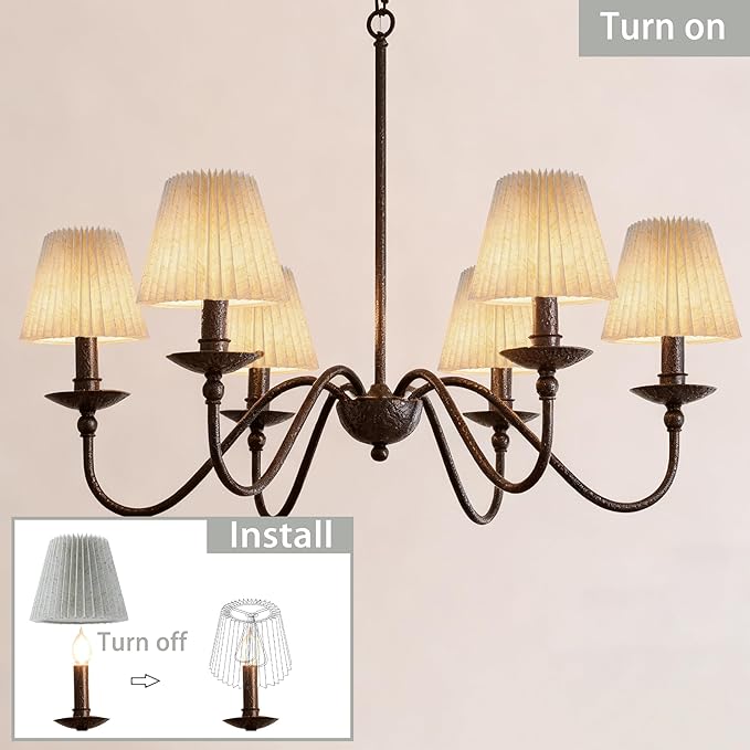 Small pleated lampshade chandelier shades set of 6. Lampshade for Wall Lamp.chandelier shades.small table lamps.For Cutting Edge bulbs.light bulb shade.chandelier light covers.4" X 5" X 6"