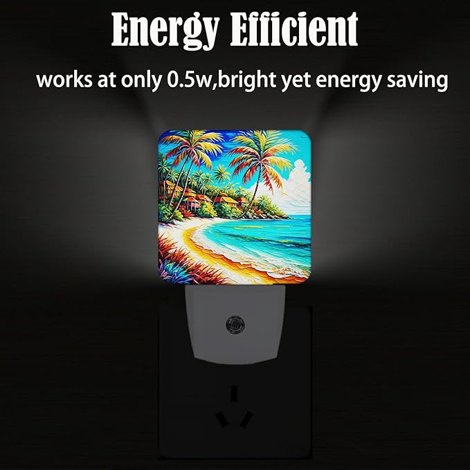 Seaside Town Night Light,Plug Into Wall Decor for Stairway,Hallway,Kitchen,Dusk to Dawn Sensor Nightlights for Boys/Girls/Women/Men Room Gifts