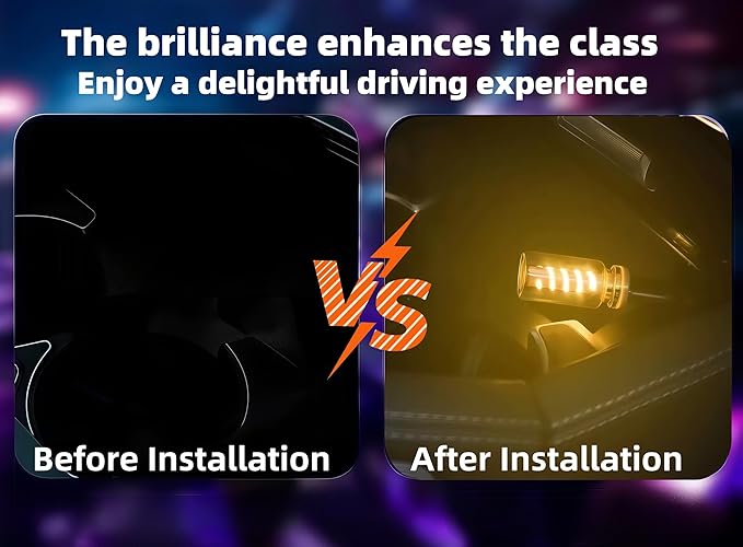 LED Car Interior Light, Touch Control USB Night Lamp, Retro Style Ambient Lighting for Auto, Bedroom, Desk (2PCS Yellow)