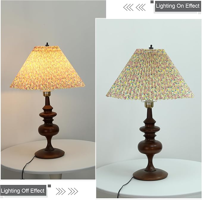 Pleated Lamp Shade for Arc/Arched Table Lamp/Floor Lamps Replacement spider lampshade-Pink Flowers 5.9"Top X 16.5"Bottom X 11"High- Pink Flowers