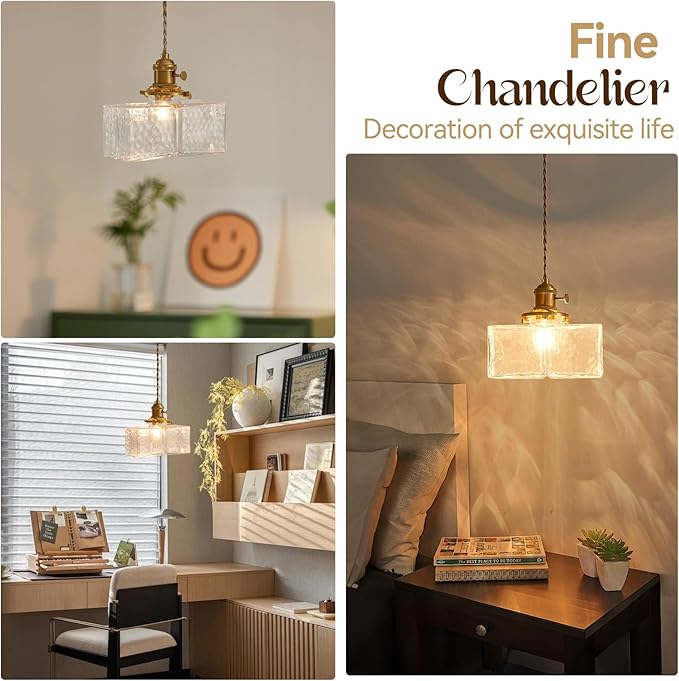 Pendant Lights, Industrial Hanging Lamp with 7.09 Inch Glass Shade for Kitchen Island, Hanging Pendant Light, Dining Room Hanging Lamp Light Bulb Included