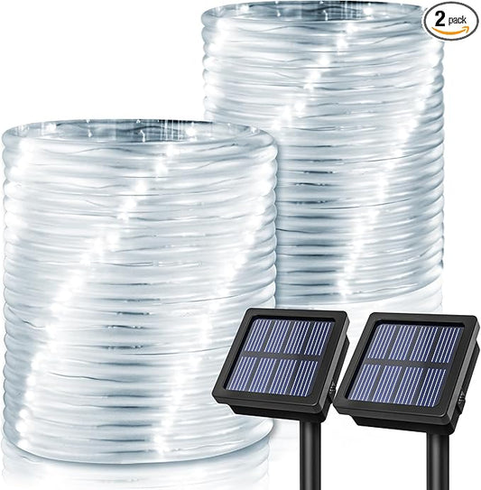GIGALUMI 200 LEDs Solar Pool Lights for Above Ground Pools, IP65 Waterproof Outdoor Pool Decoration Accessories, 2 Pack Total 71.4 FT 8 Modes (Cool White)