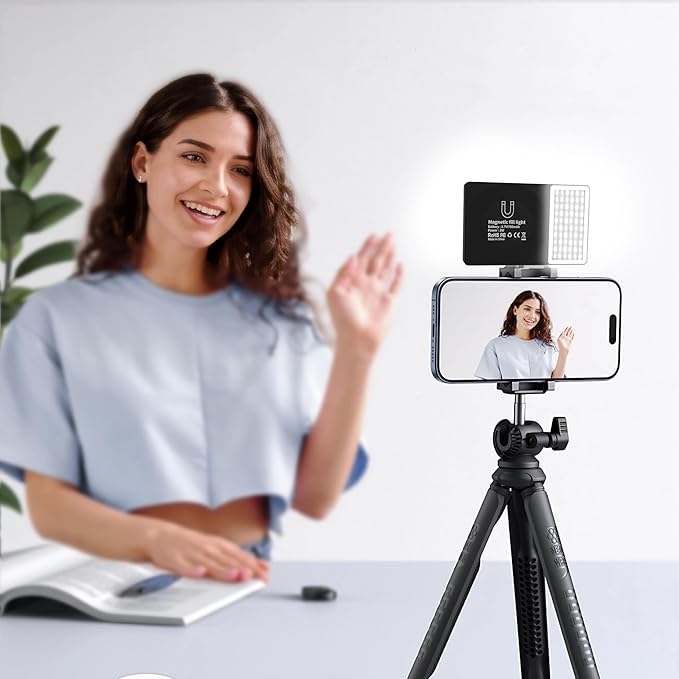 Magnetic Selfie Fill Light for Phone, LED Dual-Sided Portable Video Light, Compatible with iPhone MagSafe, Color Temperature 2700-7500K, for Photoshoot Video Recording Vlog Live Streaming