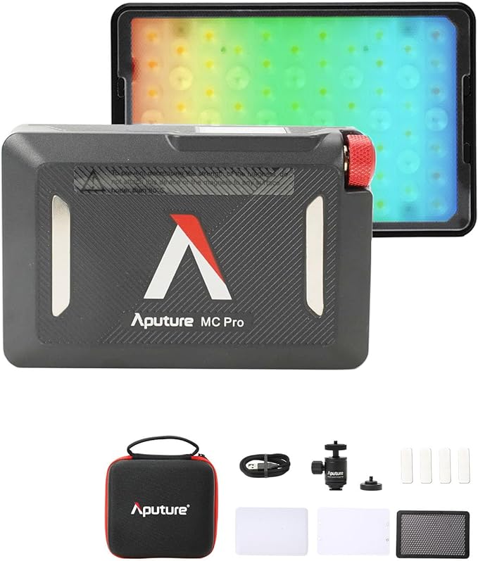 Aputure MC Pro Camera Lights,RGBWW LED Video Lights Lensed Mini LED Panel Full Color Portable Photography Lighting,4200mAh Rechargeable Battery,APP Control, Support Magnetic Attraction