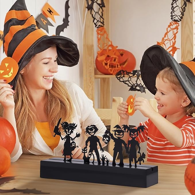 Halloween Table Decor Led Lights Silhouette Decoration Metal Horror Character Battery Operated Indoor Decoration Perfect Halloween Decor for Tabletop,Party, Home, Window