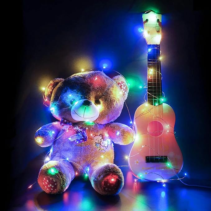 24 Pack Fairy Lights 7Ft 20 LED Twinkle String Lights Battery Operated Waterproof Firefly Starry for Mason Jar Party Wedding Christmas Valentines Day,Rainbow + Blue