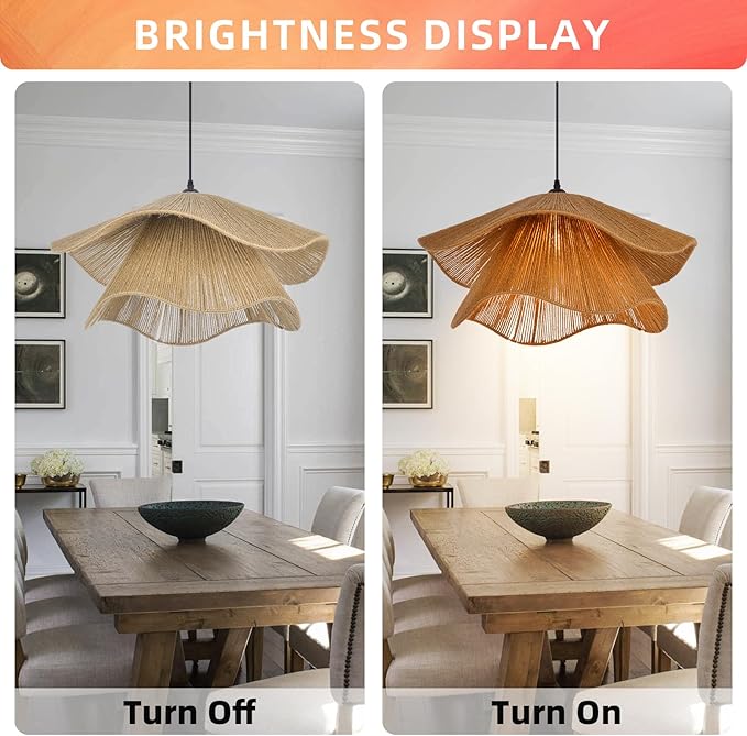 Arturesthome Pendant Light for Foyer Hallway Woven Pendant Lighting,Coastal Rope Lamp Shade Creative Ceiling Hanging Light for Dining Table Room