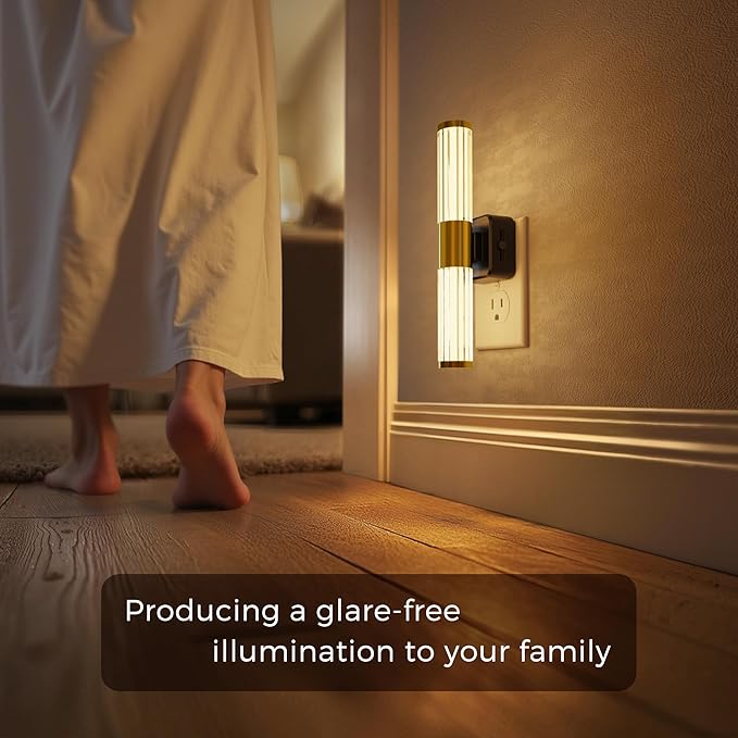 L LOHAS LED Rotating Night Light, Night Lights Plug into Wall, Auto Nightlight Dimmable 100LM, Light Sensor, 3000K Soft Light, LED Acrylic Nightlight Plug in for Bedroom Bathroom Hallway Kitchen,1Pack