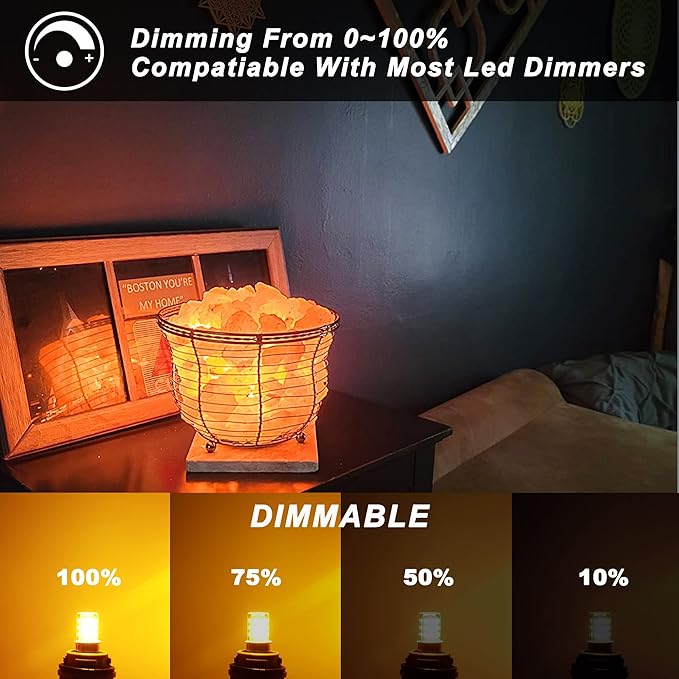 Himalayan Salt Lamp Rock Bulb Dimmable E12 led Sleep Night Light Bulb 2200K Amber Warm, Kx-2000 40W Candelabra T6 C7 4W e12 led Candle Bulbs 450lm for Therapy Mood Soothing Bedroom Nursery,6Pack