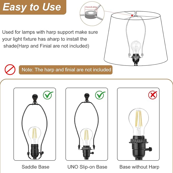 Small Lamp Shade, White Pleated Bell Shade for Table Lamps, 6" Top x 10" Bottom x 7" High, Small White Lamp Shades for Floor Lamps, Pendant Lamps (Spider Fitter), Fabric Lampshade Replacement