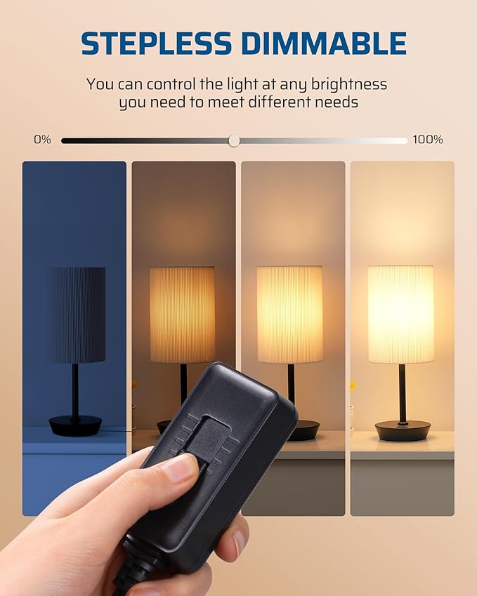 DEWENWILS Plug in Dimmer Switch for Lamp, Table Lamp Dimmer for Dimmable LED/CFL Lights and Incandescent Bulbs, Full Range Slide Control, Extension Cord Dimmer, Black