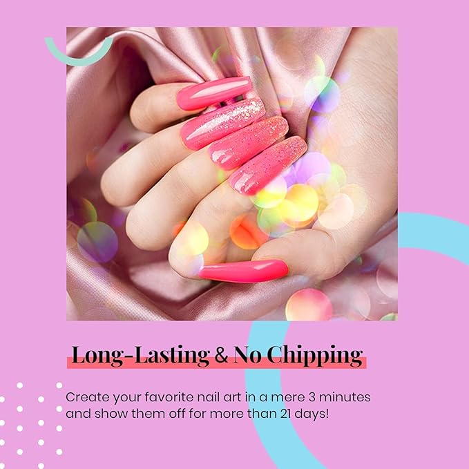 Beetles Pink Gel Nail Polish - Hot Pink Gel Polish, 15ML/0.51Fl Oz Neon Color, Soak Off UV LED Lamp Nail Art, Long-Lasting Manicure Salon DIY Home Spring Nails - Gifts for Her