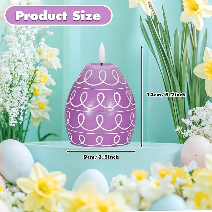 6PCS Easter Egg Flameless Candles,3 Color Scented Real Wax LED Candle,Egg Shape Flame Candle Set for Party Supplies Home Living Room Bedroom Party Decoration Centerpiece Easter Gifts Home Decor