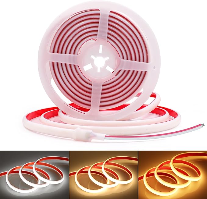 KISUFU COB LED Strip Light 12V Neon Light Strip 320Leds/M IP68 Waterproof Flexible LED Lights for Cabinet Engineering Home Outdoor DIY Lighting (Power Supply Not Included),3M,Natural White