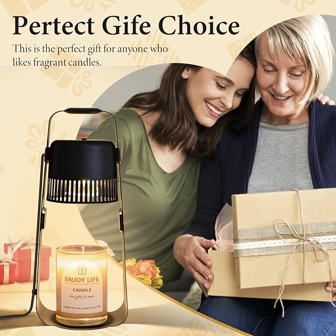 Candle Warmer Lamp with Timer Dimmable: Electric Wax Melter Light for Yankee Candles - Birthday Christmas Gifts for Women Mom, House Warming Gifts New Home Decor Black Metal