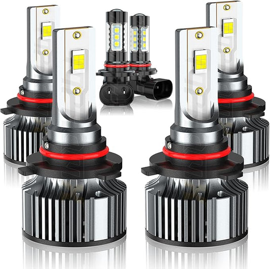 Compatible For Chevy Silverado 1500 2500 3500 High Low Beams and Fog Lights Bulbs Combo 2003 2004 2005 2006, 6500K White, 500% Brightness, Plug n Play, Pack of 6