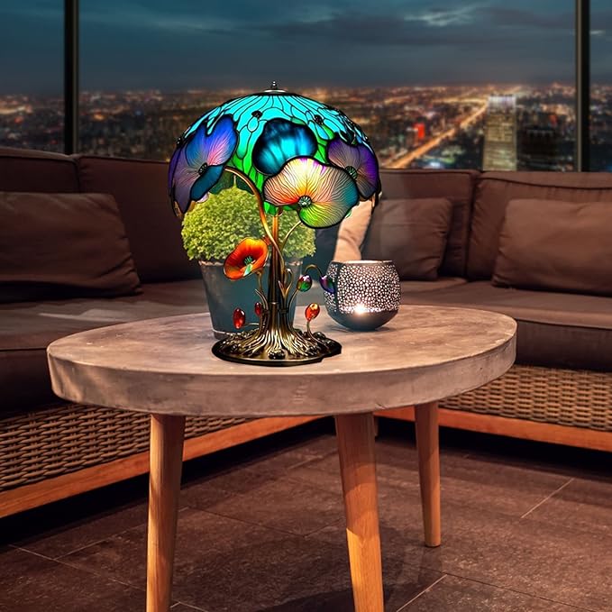 Mmoneyake Painting Mushroom Table Lamp, 2023 New Stained Plant Night Light,Bohemian Resin Mushroom Decorative Bedside Lamp for Bedroom Living Room Home Office Decor Gift