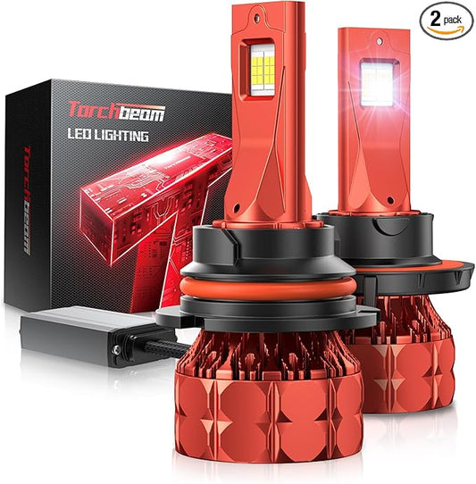 Torchbeam 9007/HB5 Bulbs T7 Series, 68,000LM 900% Ultra Brighter Light Bulbs, 6500K 9007 Light with High Speed Fan, 5Min Quick Installation Fog Light, 60000 Hours Lifelong, Pack of 2