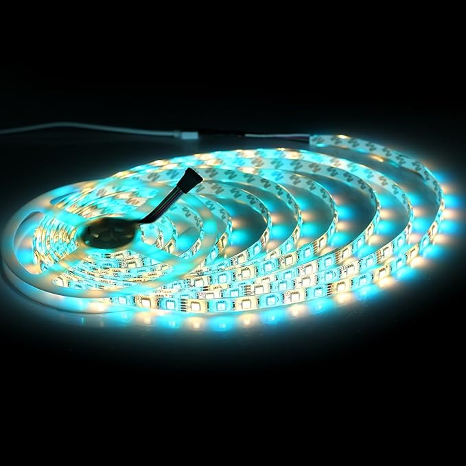 SUPERNIGHT RGBWW LED Strip Light IP65 Waterproof RGB Color Changing Rope Lighting with Warm White 3500K Color 16.4ft 300leds 5050 Tape Light (RGB + Warm White)